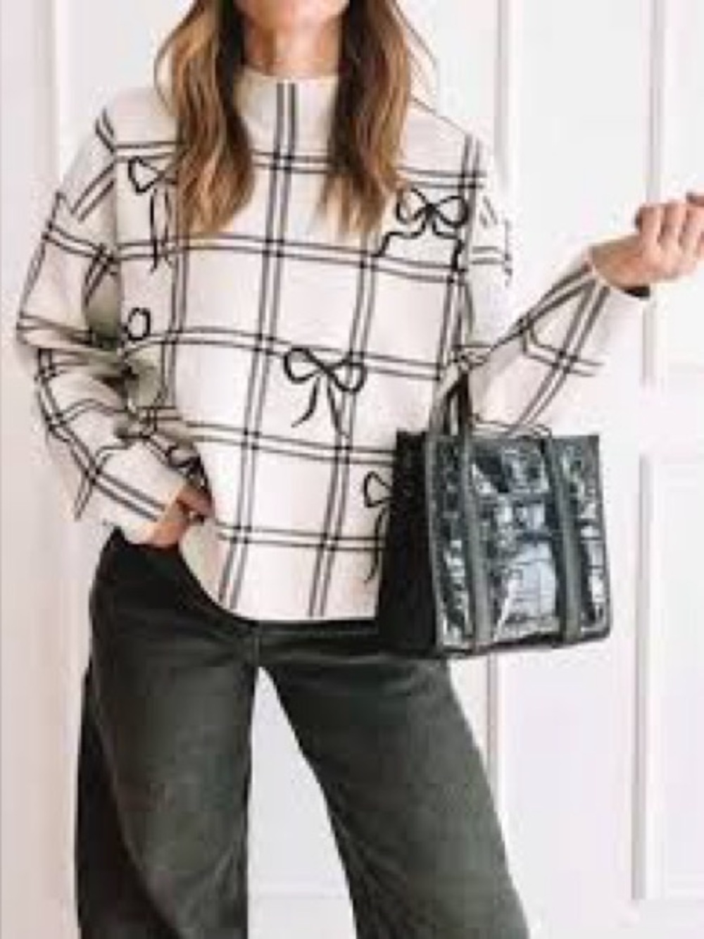Maeve for Anthropologie Cream Sweater with Black Bows. S. NWT